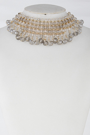 Thick Bead Fashionista Choker Necklace Set 6GAE5